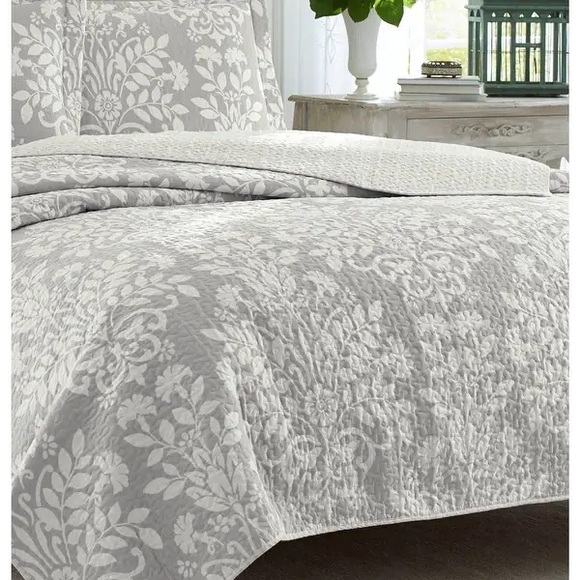 Laura Ashley Bedding Laura Ashley Rowland Cotton Reversible Grey